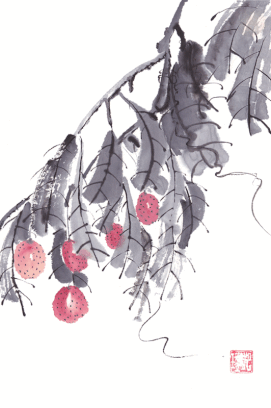 Original chinese brush painting gogi berries