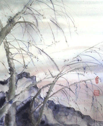 Chinese brush painting landscape first frost